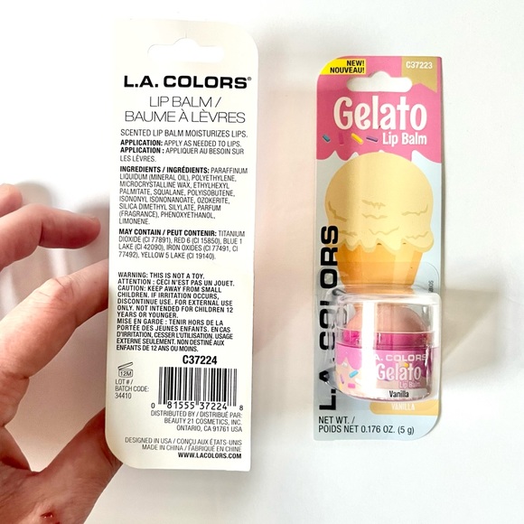 (women) 🏷️ kawaii strawberry & vanilla gelato lip balm lip gloss set of 2 - Picture 4 of 16